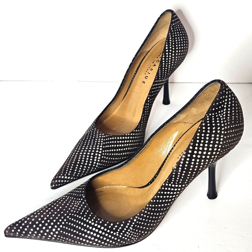 Salvatore Ferragamo Caligarius Stiletto Heels Sz 7 Black Italian Designer Shoes
